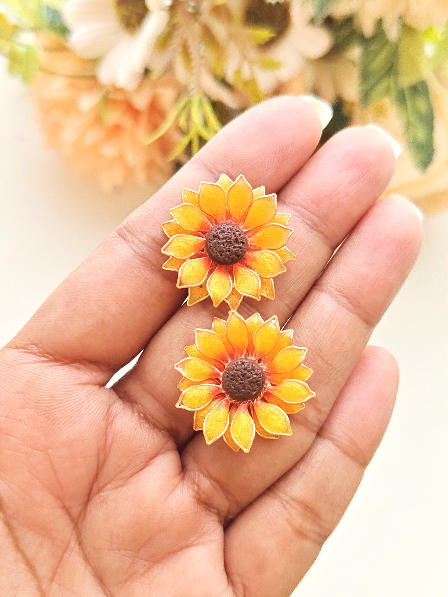 Sunflower Pendant Necklace Studs Ring and Hair Piece