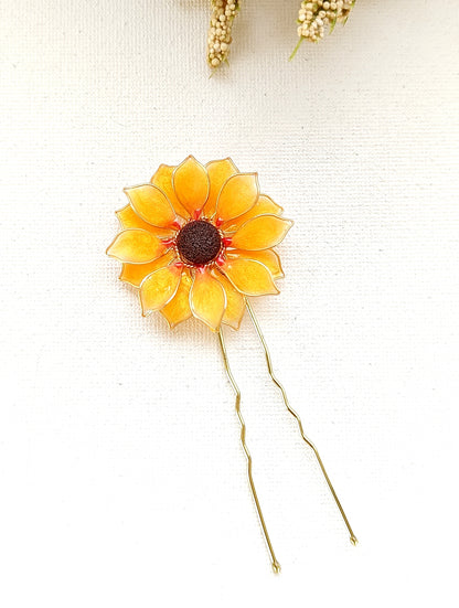 Set of 3 Hair Pins - Handmade Sunflower Hair Accessory Hair Pins