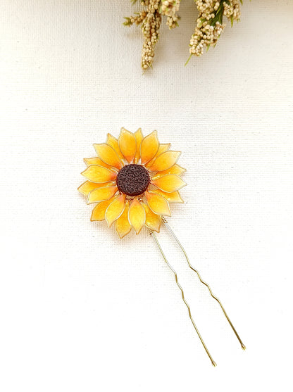 Set of 3 Hair Pins - Handmade Sunflower Hair Accessory Hair Pins
