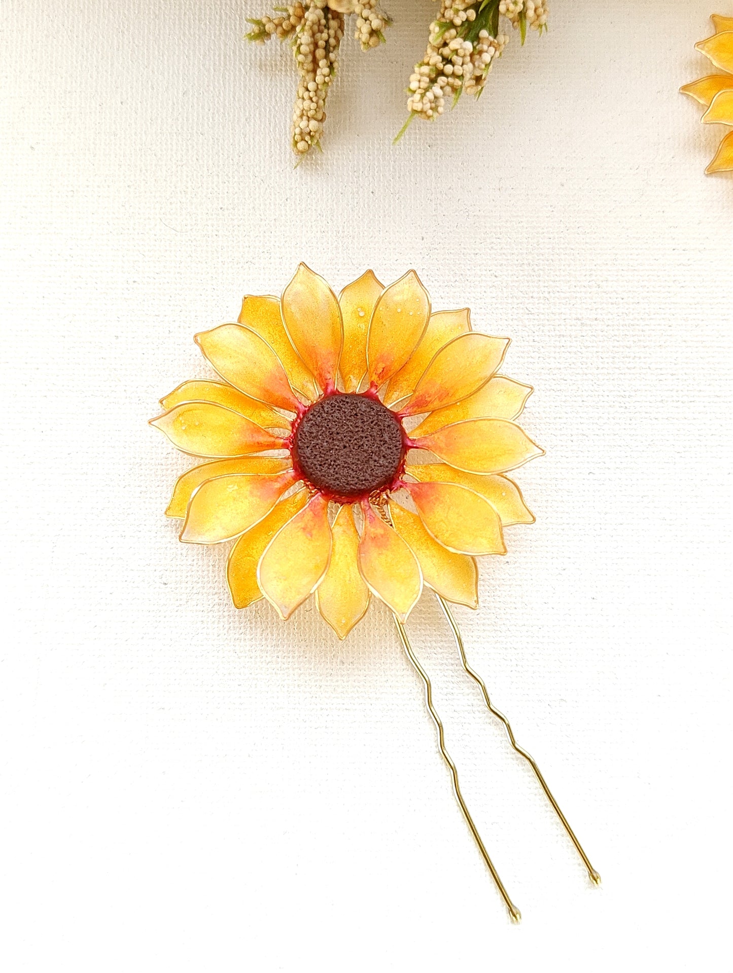Set of 3 Hair Pins - Handmade Sunflower Hair Accessory Hair Pins