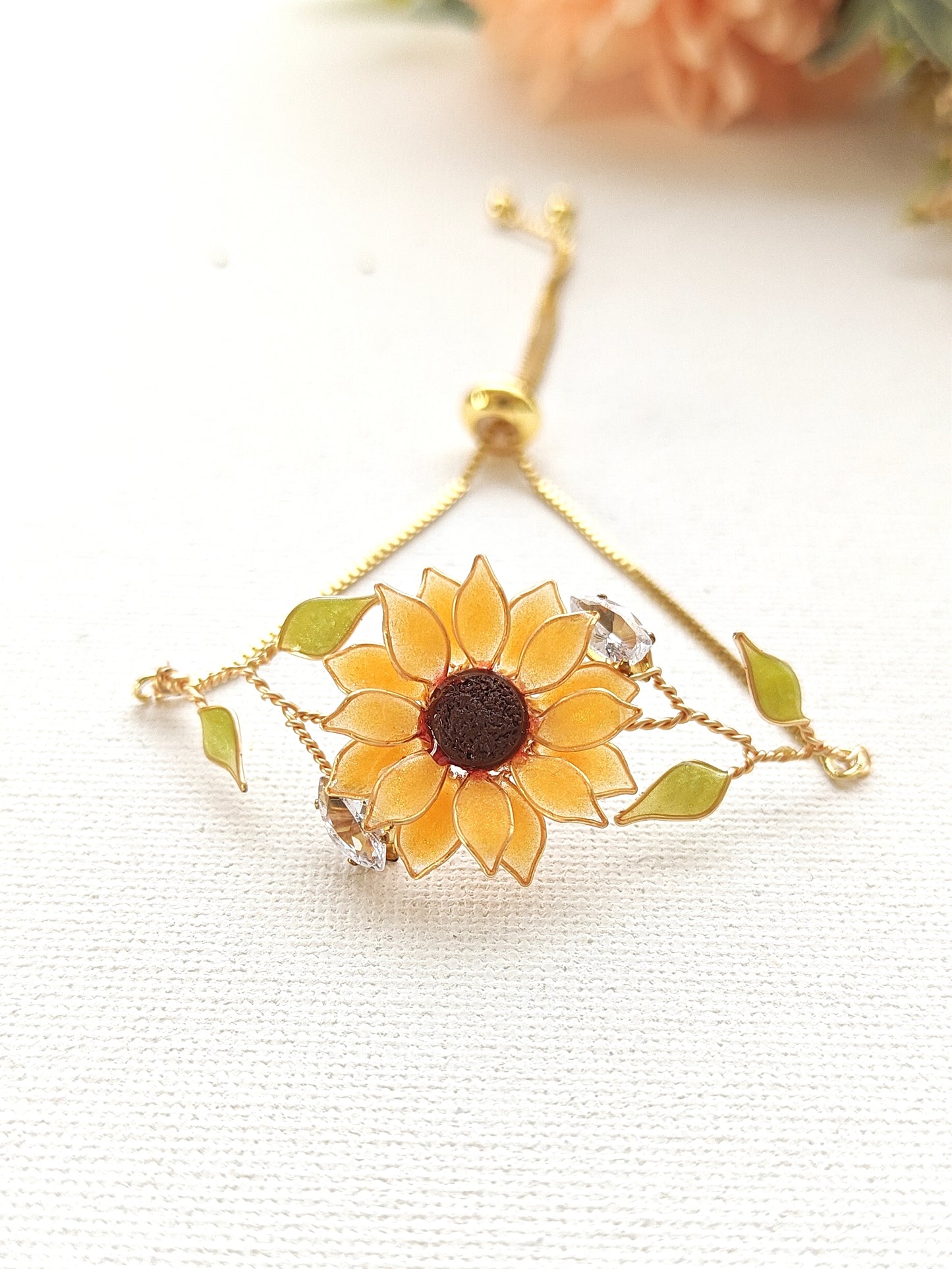 Sunflower Bracelet Handmade Resin Flower Bracelet