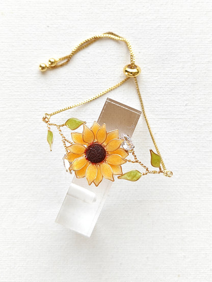 Sunflower Bracelet Handmade Resin Flower Bracelet