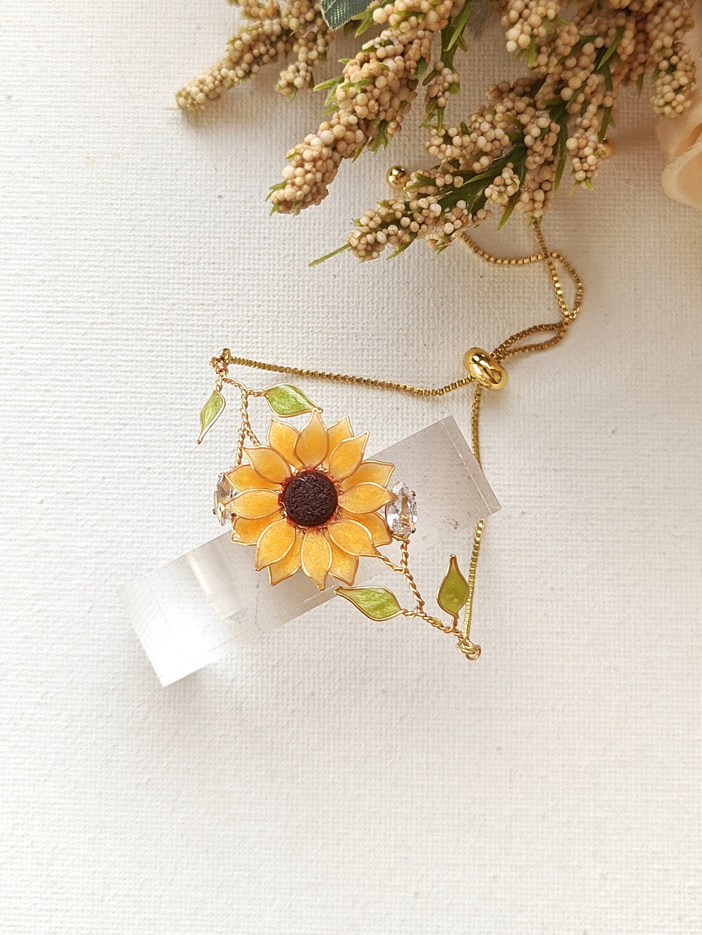 Sunflower Bracelet Handmade Resin Flower Bracelet