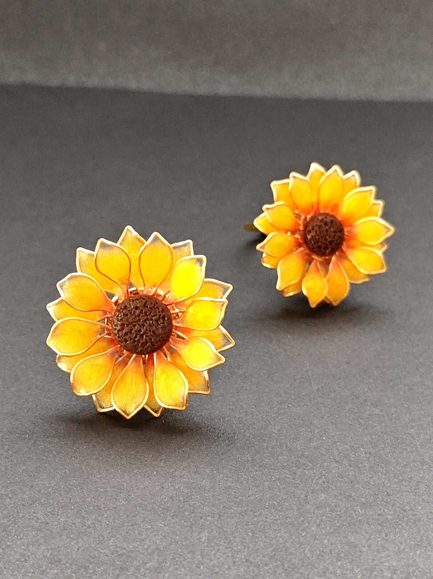 Handmade Sunflower Resin Ring Adjustable Floral Ring