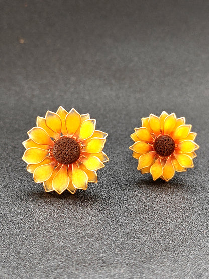 Handmade Sunflower Resin Ring Adjustable Floral Ring