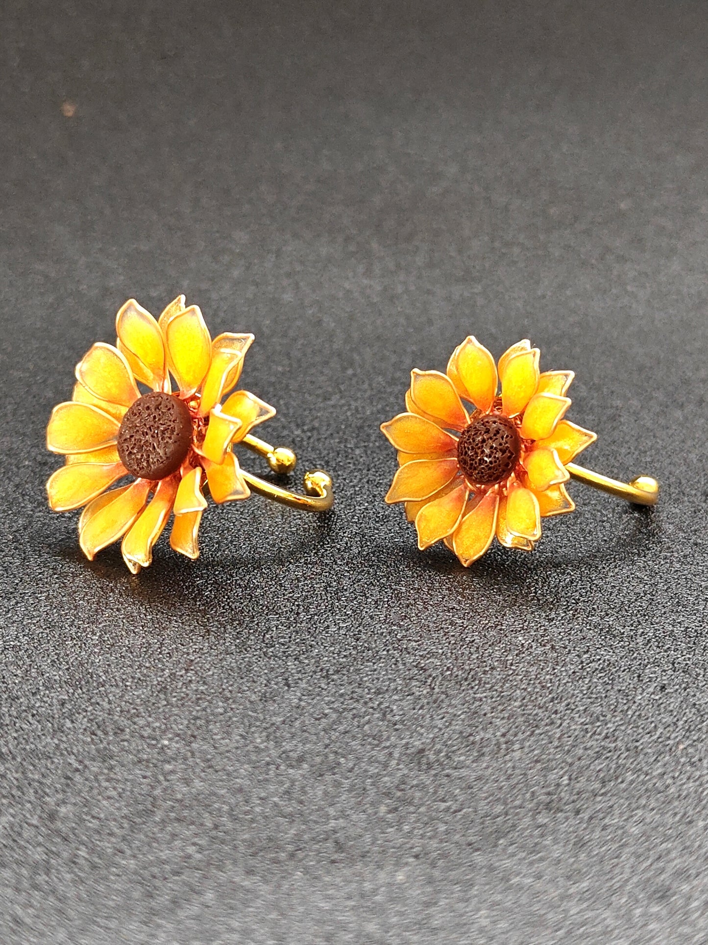 Handmade Sunflower Resin Ring Adjustable Floral Ring