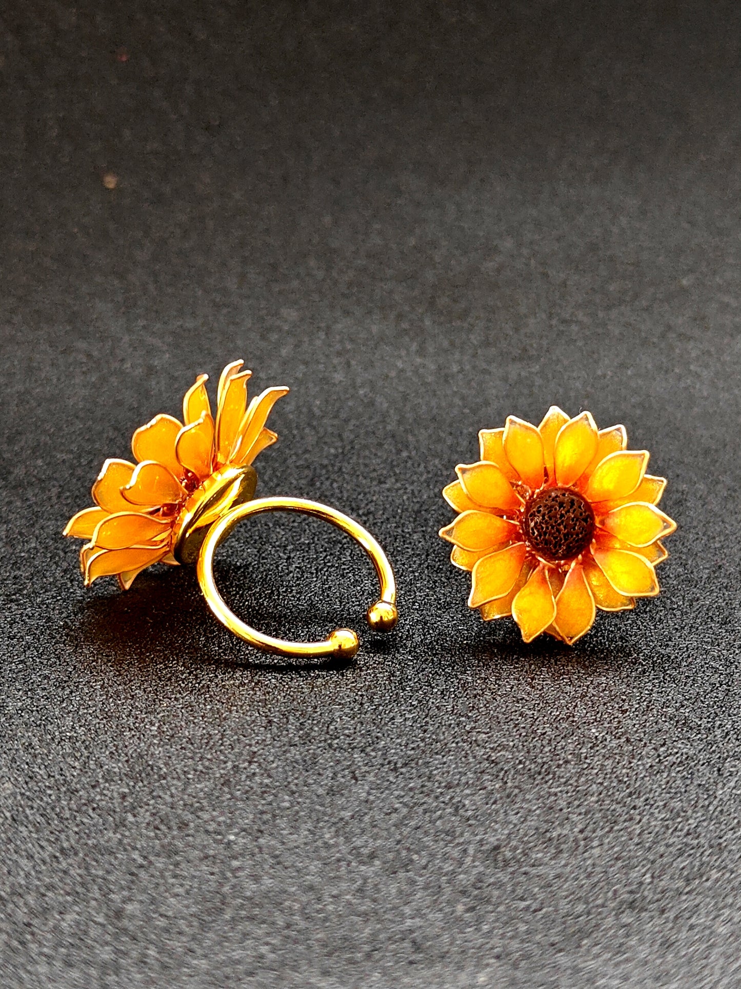 Sunflower Pendant Necklace Studs Ring and Hair Piece