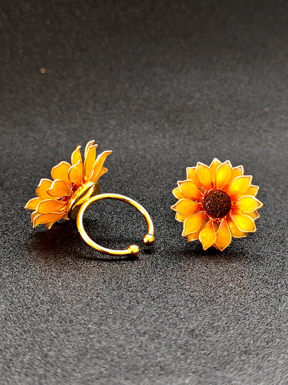 Sunflower Pendant Necklace Studs Ring and Hair Piece