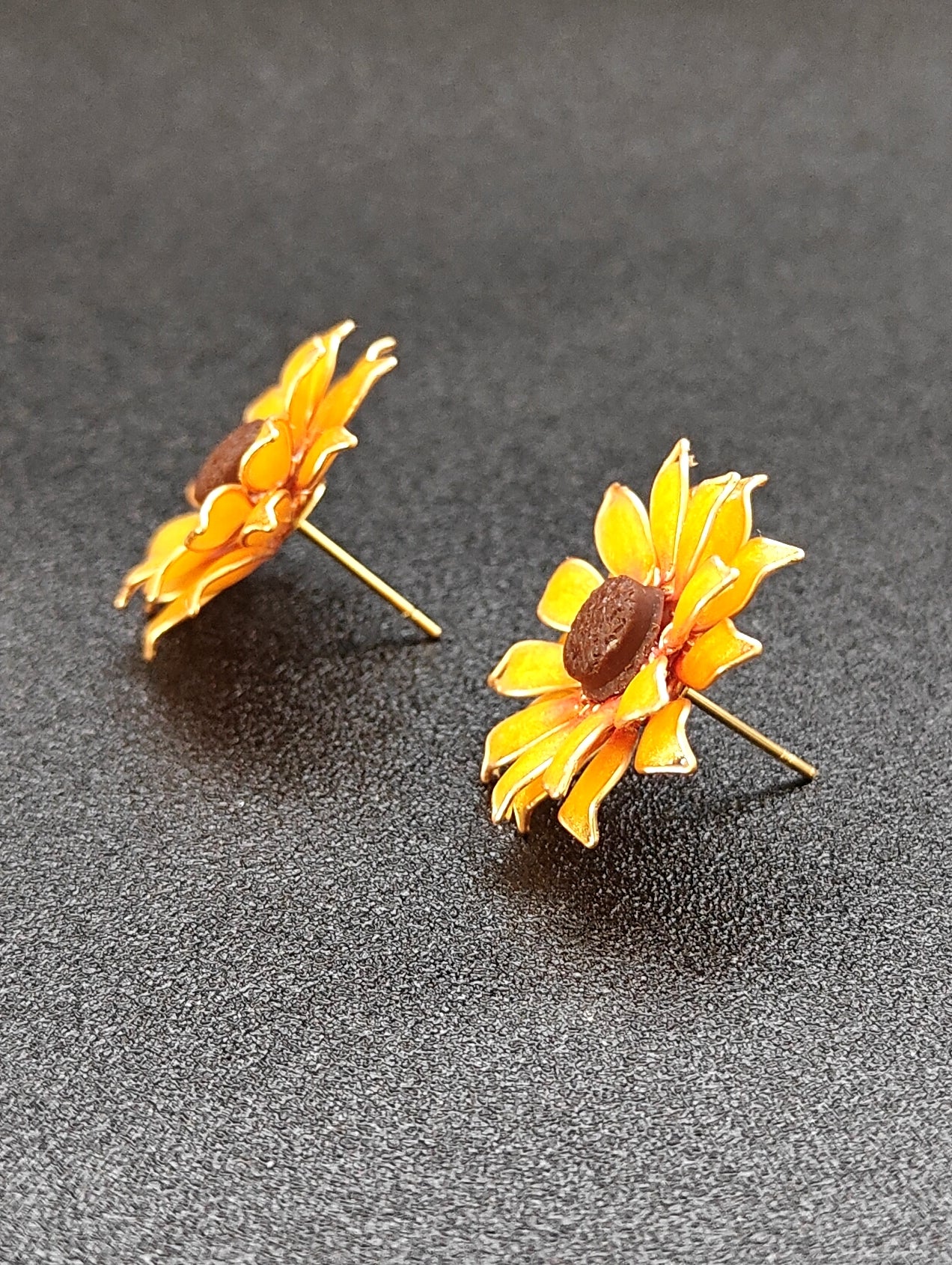 Sunflower Pendant Necklace Studs Ring and Hair Piece