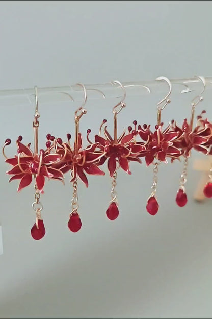 Handmade Japanese Kanzashi Spider Lily Earrings