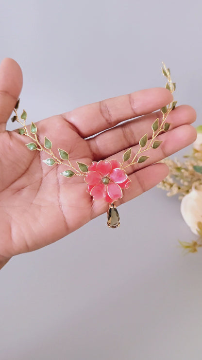 Pink Floral Necklace | Handmade Resin Flower Necklace
