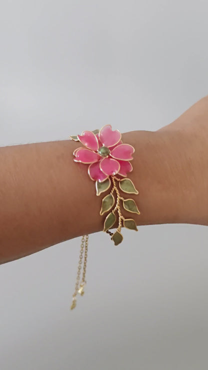 Pink Floral Bracelet | Handmade Resin Flower Bracelet