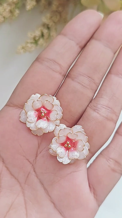 Handmade Cherry Blossom Jewelry Set | Floral Pendant Necklace, Stud Earrings, Ring & Bracelet