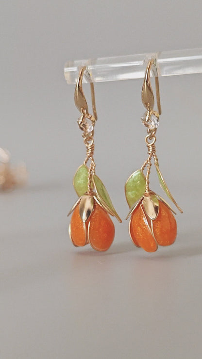 Handmade Multicolor Tulip Flower Earrings | Floral Resin Bridal Jewelry