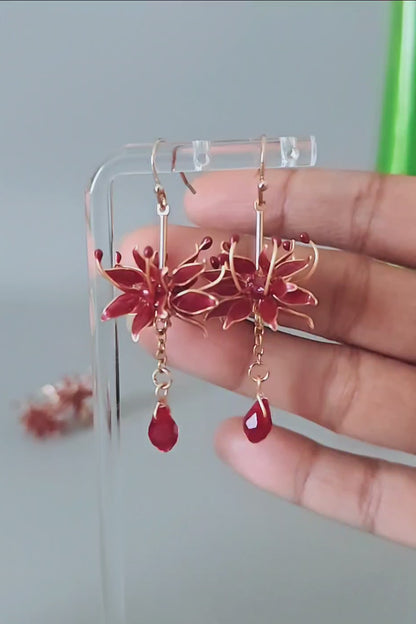 Handmade Japanese Kanzashi Spider Lily Earrings